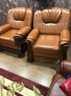 Реставрация и перетяжка комплекта классических кожаных кресел фото 1